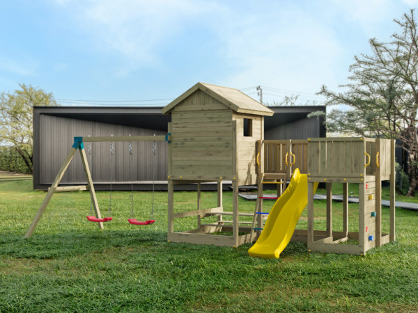 Stelzenhaus Longstepper kesseldruckimprägniert inkl. Rutsche gelb