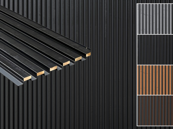 AluHolz Hybrid Außenpaneele Thermokiefer schwarz lackiert