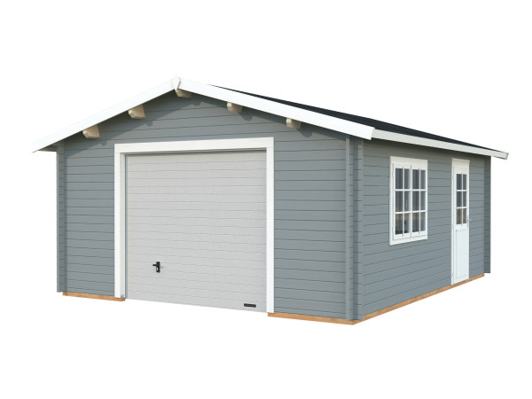 Garage Roger 23,9 m² mit Sektionaltor 44 mm hellgrau