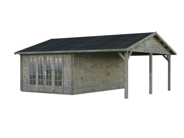 Gartenhaus Irene 19,0+16,2 m² 44 mm grau