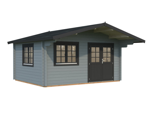 Gartenhaus Helena 15,1 m² 70 mm hellgrau/anthrazit