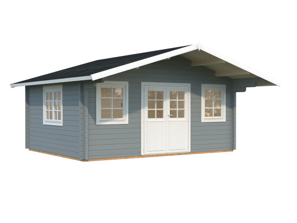 Gartenhaus Helena 18,6 m² 70 mm hellgrau/weiß