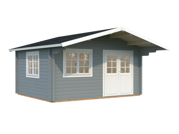 Gartenhaus Helena 15,1 m² 70 mm hellgrau/weiß