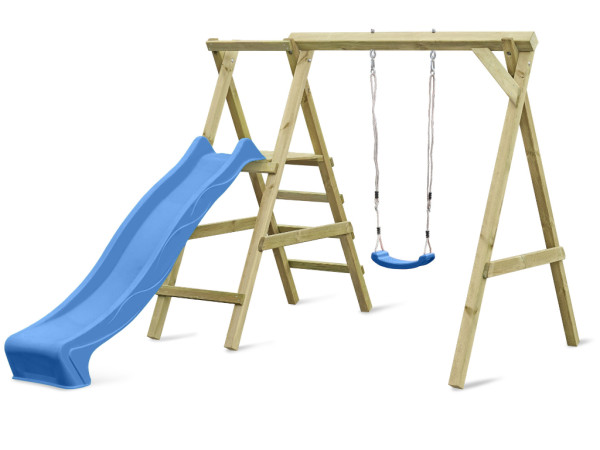 Einzelschaukel mit Podest Cosy Single KDI inkl. Rutsche + Schaukelsitz blau