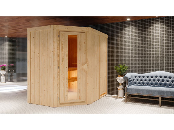 Sauna Systemsauna Carin, inkl. 9 kW Bio-Ofen mit externer Steuerung
