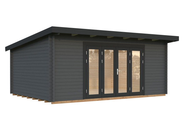 Gartenhaus Lea 19,4 m² Bifold 44 mm dunkelgrau/anthrazit
