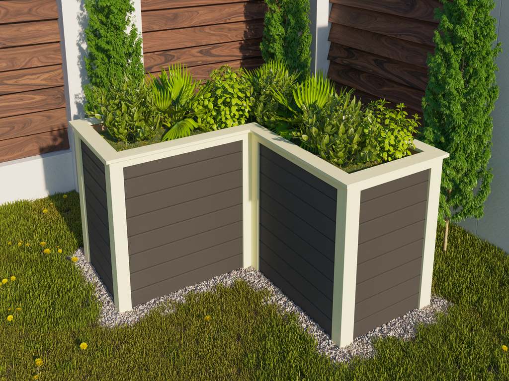 Hochbeet L Form 28 mm terragrau Frühbeet & Hochbeet Gartenprodukte
