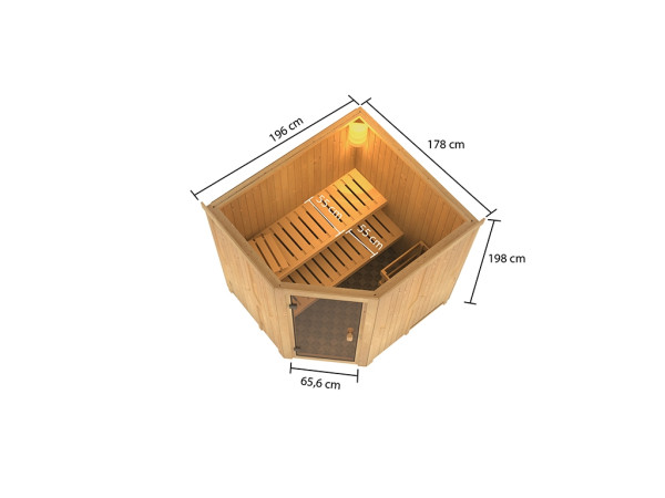 Sauna Systemsauna Bodo, inkl. 9 kW Ofen mit externer Steuerung