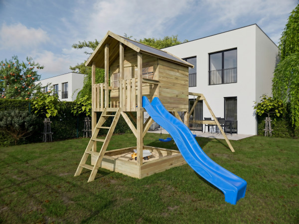 Stelzenhaus Big House mit Sandkasten KDI inkl. Doppelschaukel und Rutsche