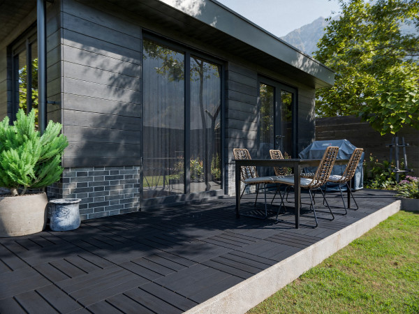 WPC-Fliese Holzoptik Anthrazit