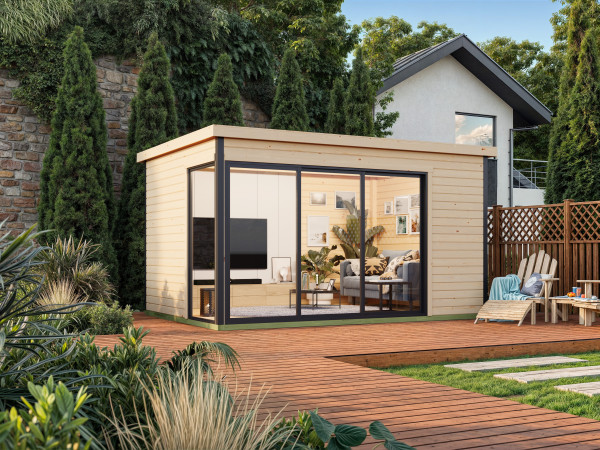 Gartenhaus Blockbohlenhaus Austin 6 44mm Naturbelassen