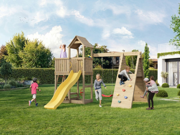 Spielturm Fluppi KDI inkl. Einzelschaukel + Rutsche