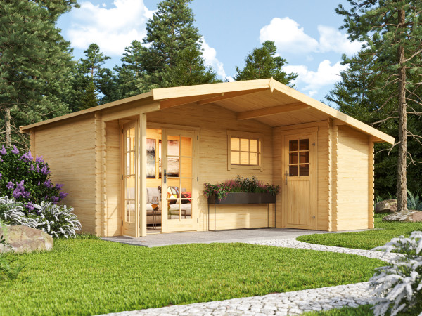 Gartenhaus Blockbohlenhaus Little Rock 34mm Naturbelassen