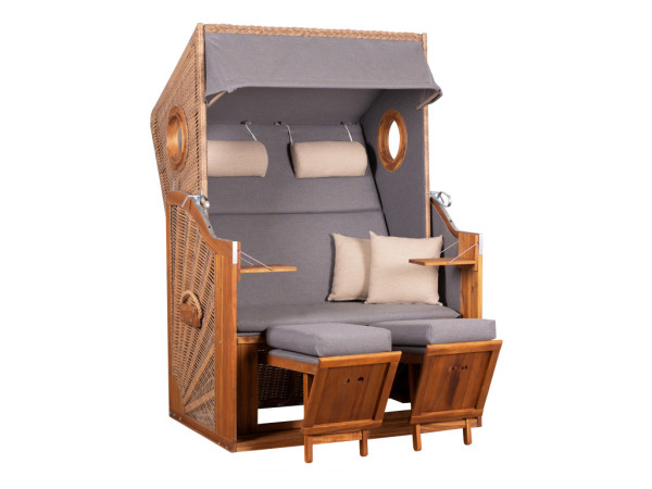 Strandkorb TREND 45 walnut, Design 751 mit Bullaugen