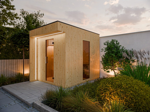 Gartensauna Musta 2 SPARSET mit 9kW Ofen finnisch mit ext. Steuerung