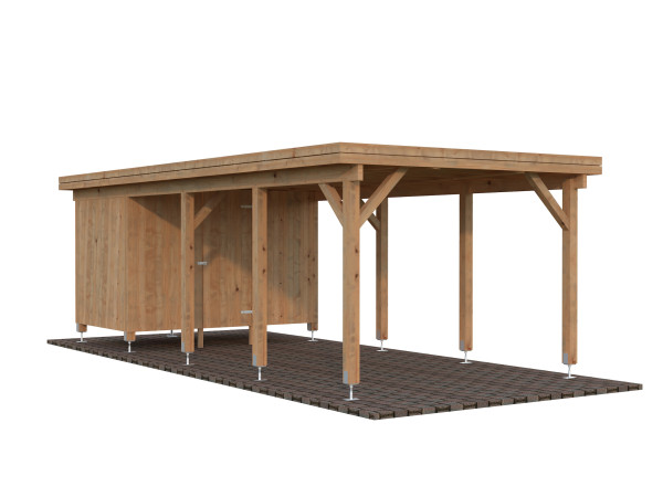 Carport Karl 23,1 m² mit Geräteraum hellbraun