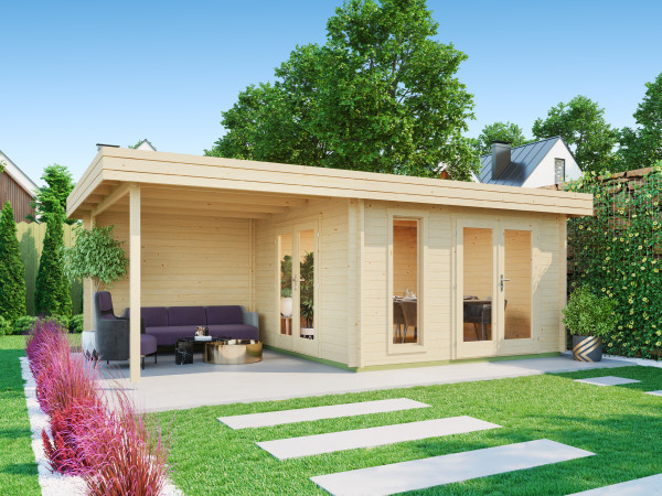 Gartenhaus Blockbohlenhaus Anders 44mm Naturbelassen