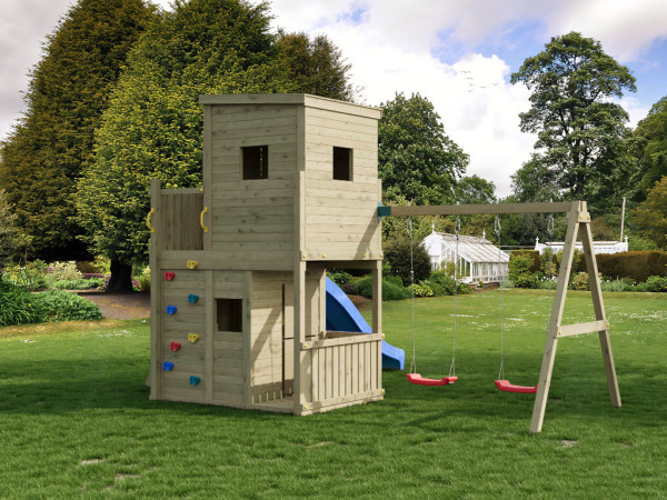 Stelzenhaus Lofter kesseldruckimprägniert inkl. Rutsche blau