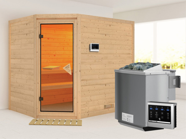Sauna Massivholzsauna Tanami inkl. 9 kW Bio-Kombiofen ext. Steuerung
