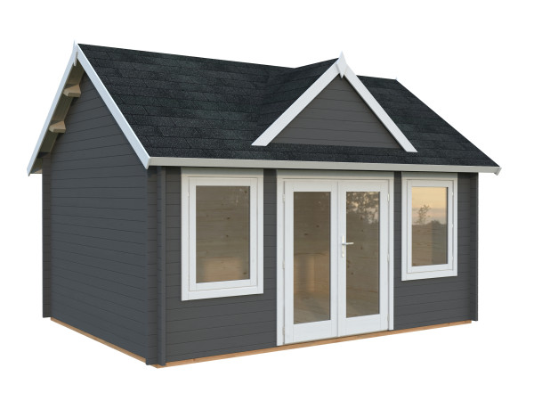 Gartenhaus Claudia 14,2 m² 44 mm dunkelgrau/weiß