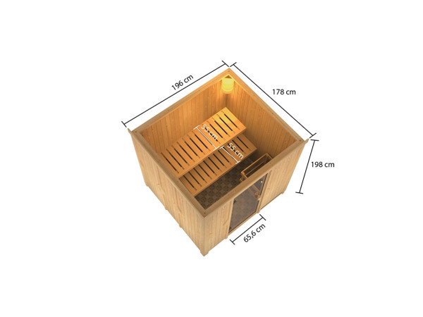 Sauna Systemsauna Tromsö, inkl. 9 kW Ofen mit externer Steuerung