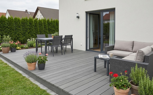 Terrassendiele WPC DreamDeck Platinum Grau Massivprofil