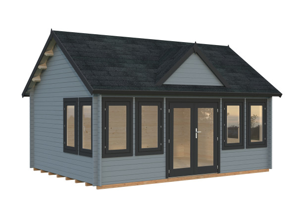 Gartenhaus Claudia 19,4 m² 44 mm hellgrau/anthrazit