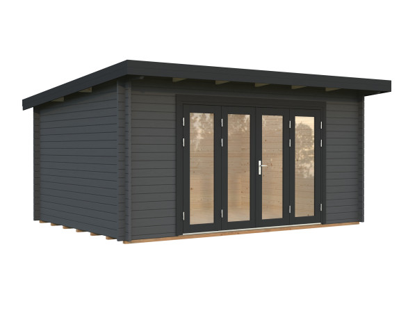 Gartenhaus Lea 14,2 m² Bifold 44 mm dunkelgrau/anthrazit