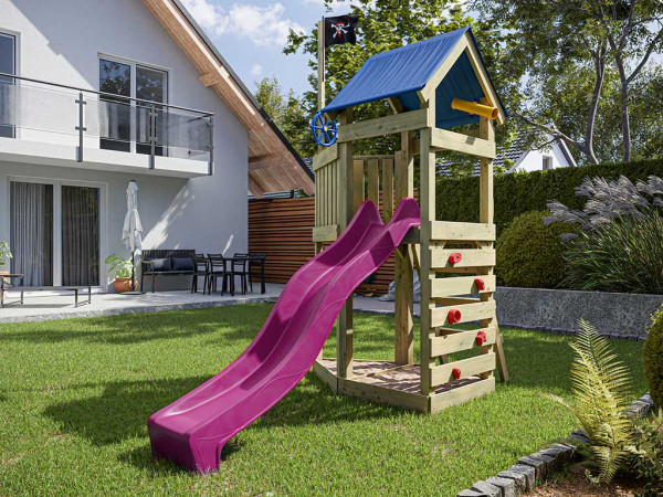 Spielturm Pirat Captain Jolly KDI inkl. Rutsche pink