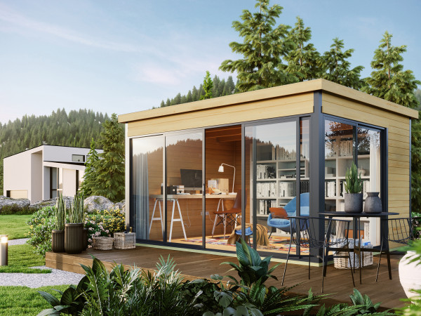 Gartenhaus Blockbohlenhaus Domeo 4 44mm Naturbelassen