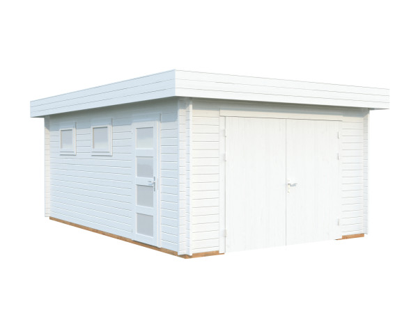 Garage Rasmus 19,0 m² mit Holztor 44 mm weiß