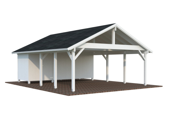 Carport Robert 40,6 m² mit Geräteraum weiß