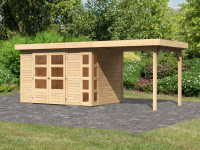 Gartenhaus SET Kerko 4 19 mm naturbelassen, inkl. 2,4 m Anbaudach Gartenhaus SET Kerko 4 19 mm naturbelassen, inkl. 2,4 m Anbaudach