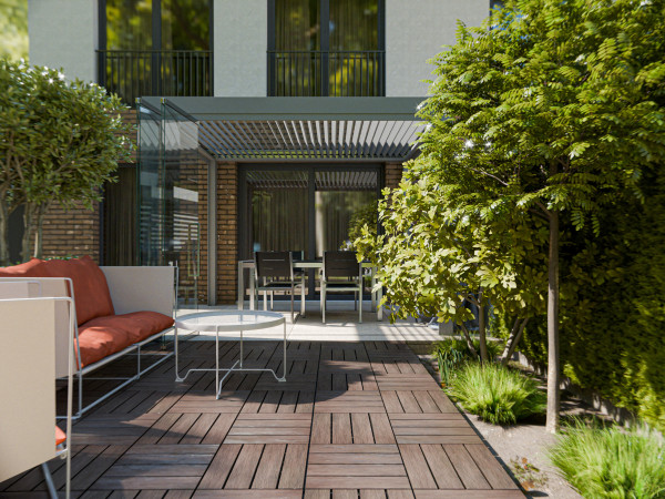 WPC-Fliese Holzoptik Teak