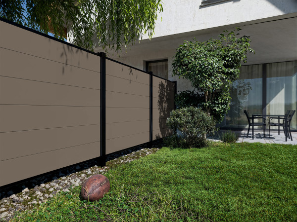 PVC Sichtschutzzaun Walnuss Holzoptik 180x180 cm - Steckzaun