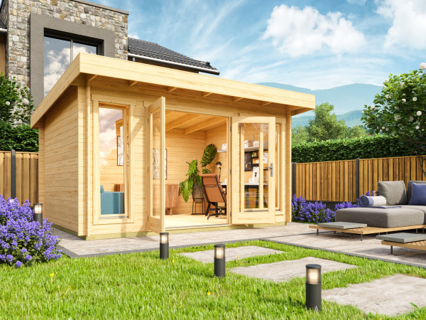 Gartenhaus Blockbohlenhaus Dorsert 2 34mm Naturbelassen