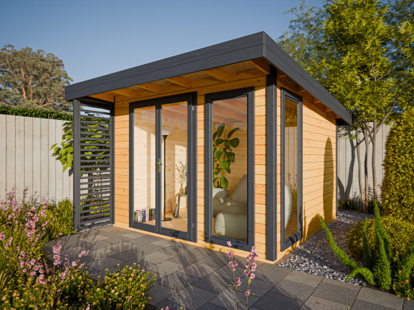 Gartenhaus Homeoffice Arvo 28 mm Eiche-Anthrazit