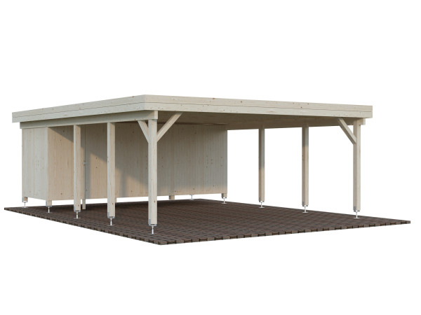 Carport Karl 40,6 m² mit Geräteraum transparent