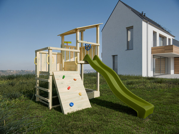 Spielturm Big Pirate KDI inkl. Rutsche grün