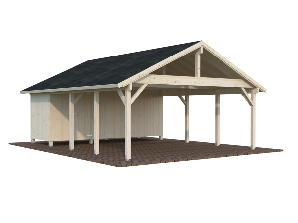 Carport Robert 40,6 m² mit Geräteraum transparent