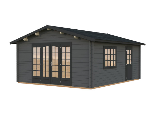 Gartenhaus Irene 23,9 m² 44 mm dunkelgrau/anthrazit