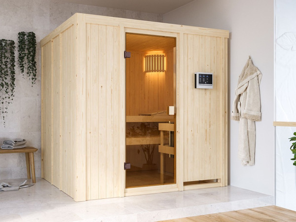 Sauna Systemsauna Tromsö, inkl. 9 kW Ofen mit externer Steuerung