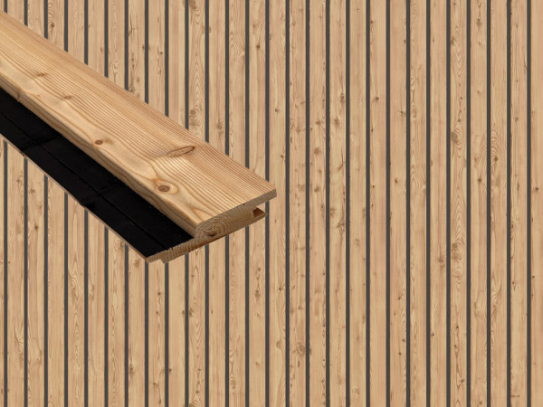 Fassade Rhombusleiste kanadische Lärche mit schwarzer Feder