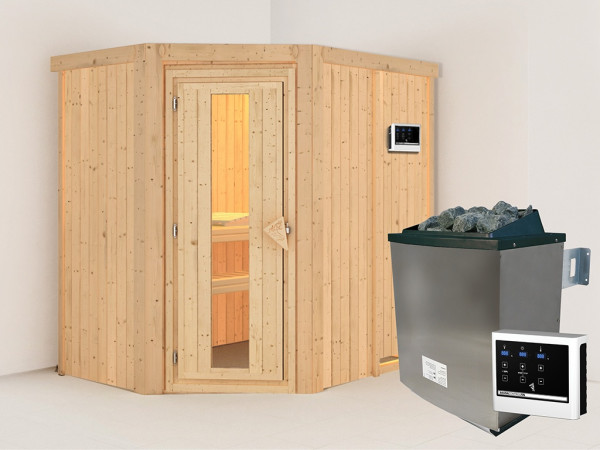 Sauna Systemsauna Carin, inkl. 9 kW Ofen mit externer Steuerung