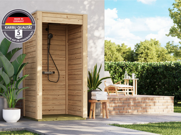 Outdoordusche Fichte 28 mm Steck-Schraubsystem naturbelassen