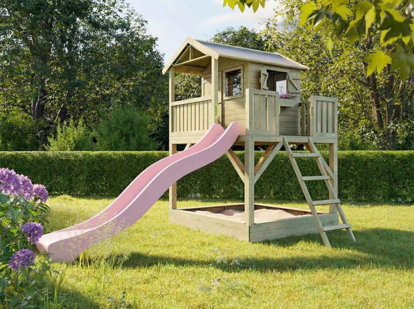 Stelzenhaus Funny XXL mit Sandkasten KDI inkl. Rutsche pink