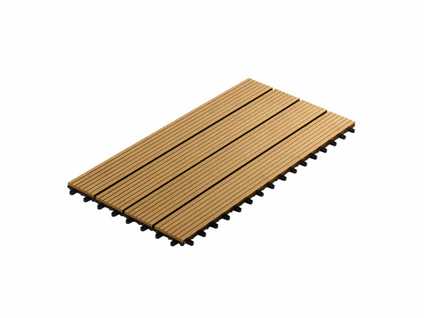 WPC-Fliese Teak geriffelt