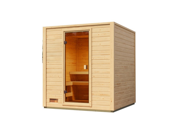 Gartensauna Lenchen 2 natur SPARSET mit 9 kW Bio-Ofen und ext. Steuerung