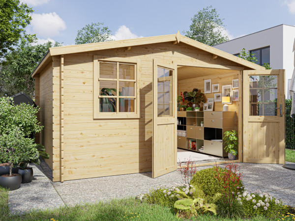 Gartenhaus Blockbohlenhaus CA2881 28 mm naturbelassen