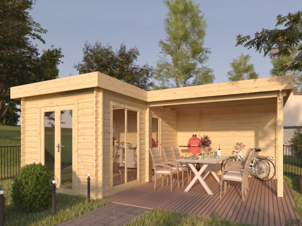 Gartenhaus Blockbohlenhaus Quinn 44 mm naturbelassen